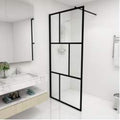 vidaXL Duschvägg till duschkabin härdat glas svart 90x195 cm