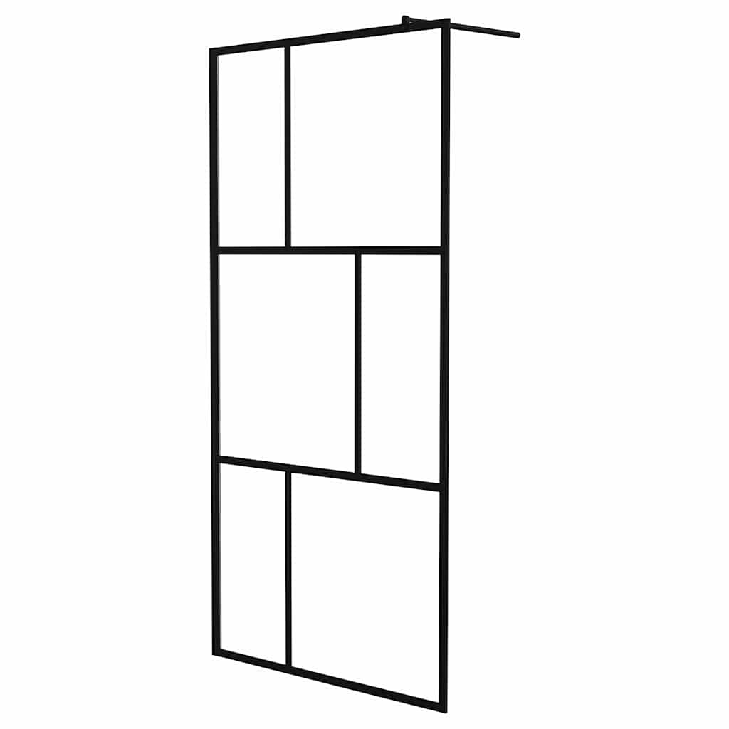 vidaXL Duschvägg med härdat glas svart 100x195 cm