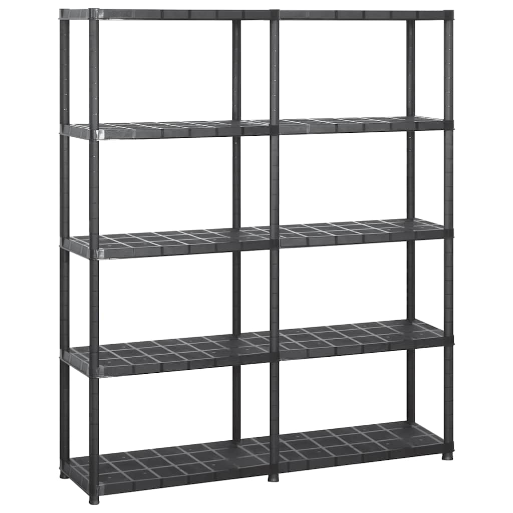 vidaXL Förvaringshylla 5 hyllor svart 142x38x170 cm plast