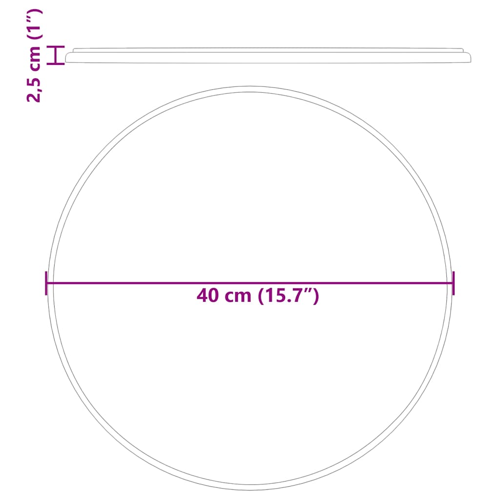 vidaXL Bordsskiva grå Ø40x2,5 cm marmor
