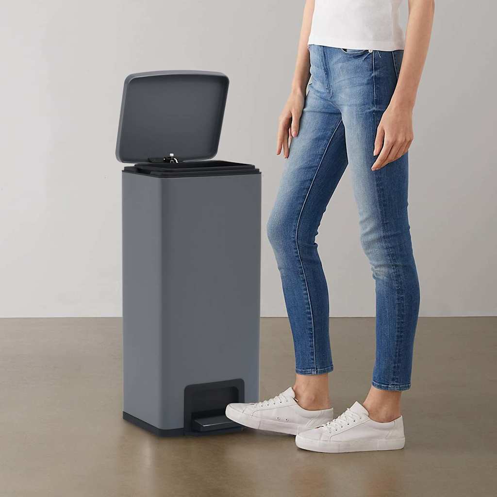 vidaXL Soptunna med pedal anti-fingeravtryck 30 L grå rostfritt stål