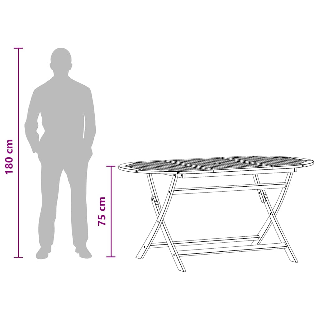 vidaXL Hopfällbart trädgårdsbord 160x85x75 cm massivt eukalyptusträ