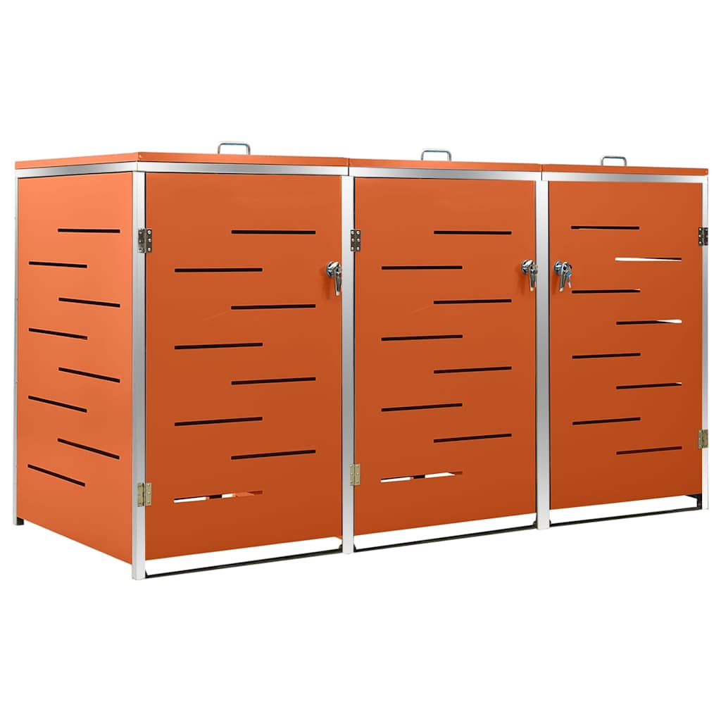 vidaXL Skjul till tre sopkärl 207x77,5x115 cm rostfritt stål
