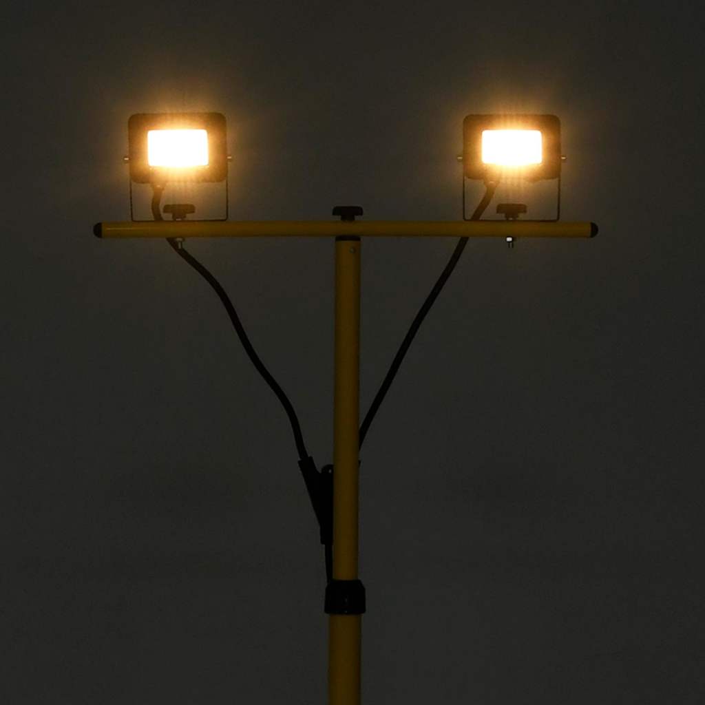 vidaXL Strålkastare med stativ 2x10 W LED varmvit