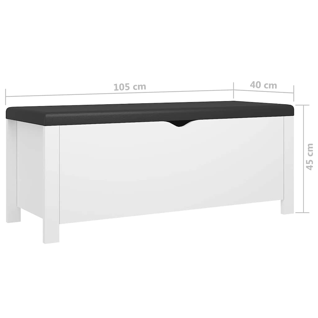 vidaXL Förvaringsbänk med dyna vit 105x40x45 cm konstruerat trä