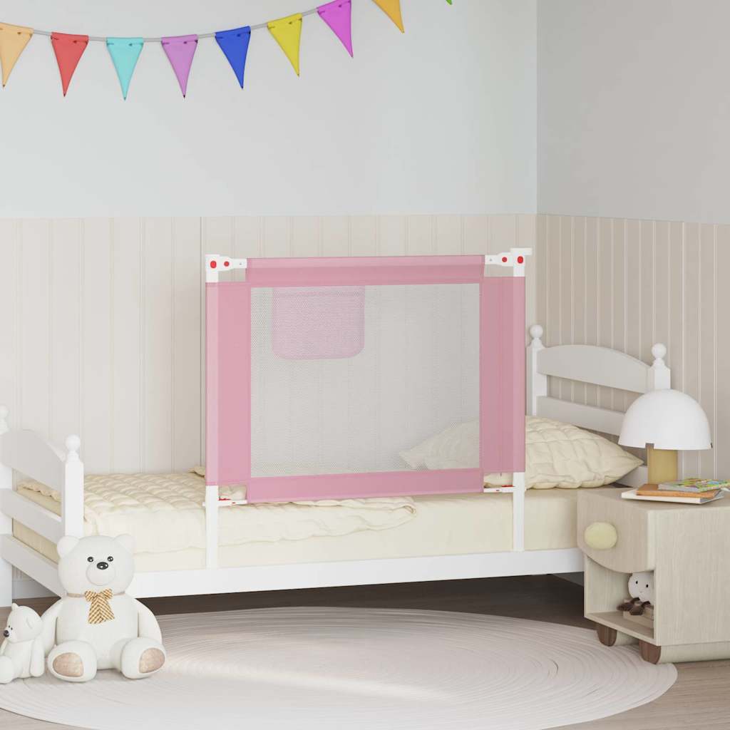 vidaXL Sängskena för barn rosa 90x25 cm tyg