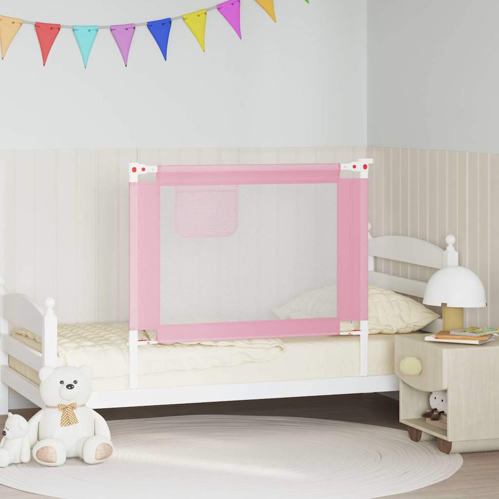 vidaXL Sängskena för barn rosa 100x25 cm tyg