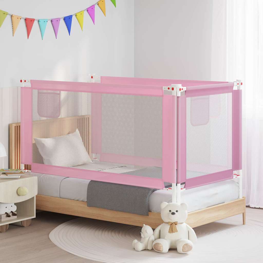 vidaXL Sängskena för barn rosa 160x25 cm tyg