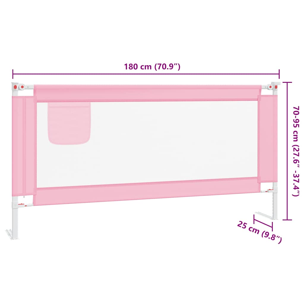 vidaXL Sängskena för barn rosa 180x25 cm tyg
