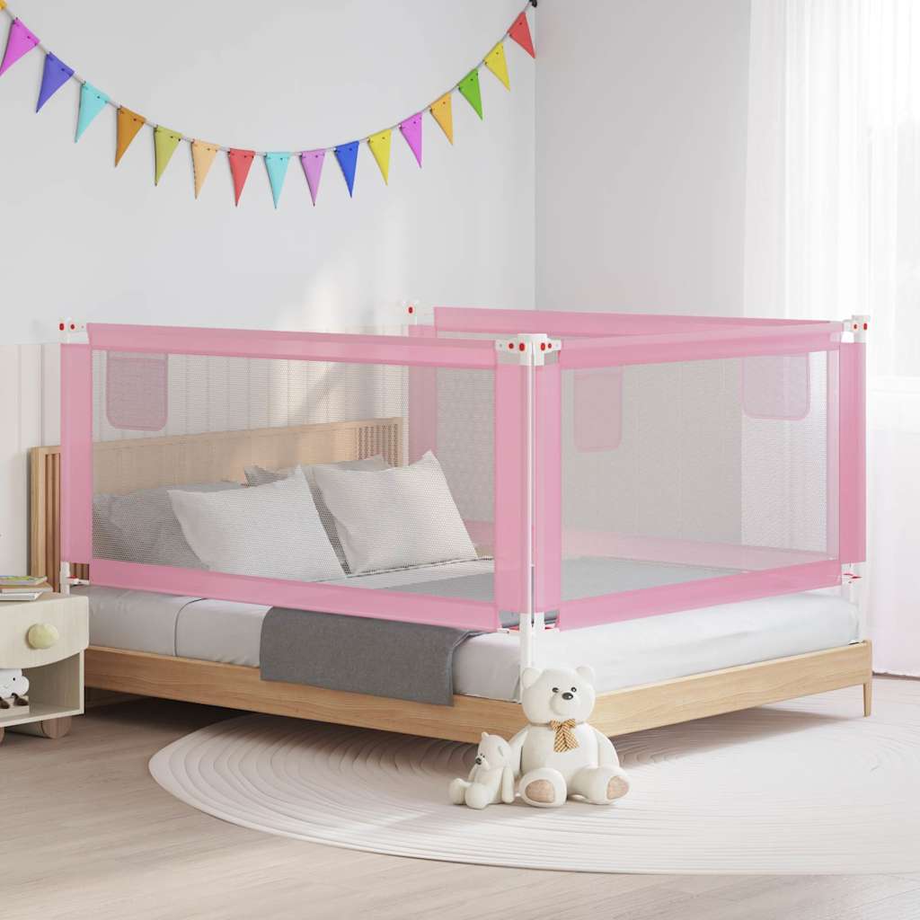 vidaXL Sängskena för barn rosa 180x25 cm tyg