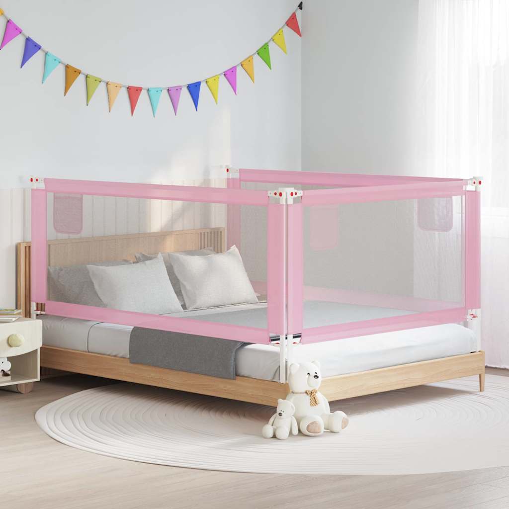 vidaXL Sängskena för barn rosa 200x25 cm tyg