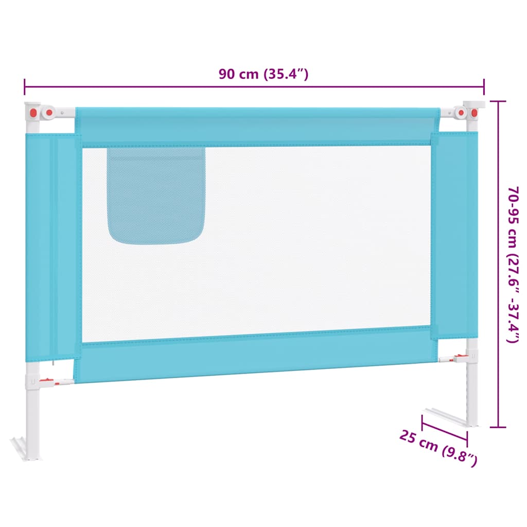 vidaXL Sängskena för barn blå 90x25 cm tyg