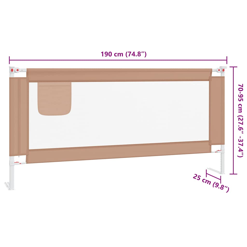 vidaXL Sängskena för barn taupe 190x25 cm tyg