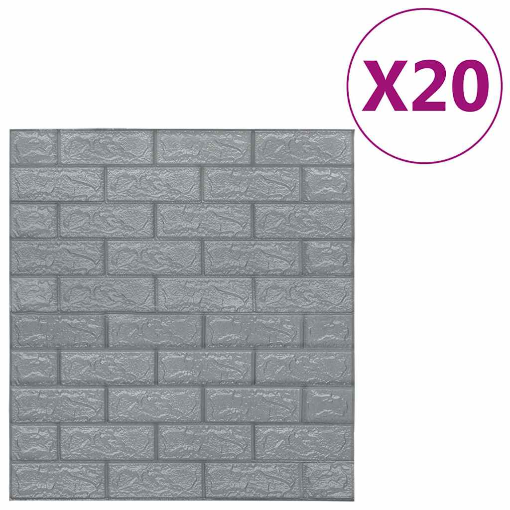 vidaXL 3D-tapet tegel självhäftande 20 delar antracit