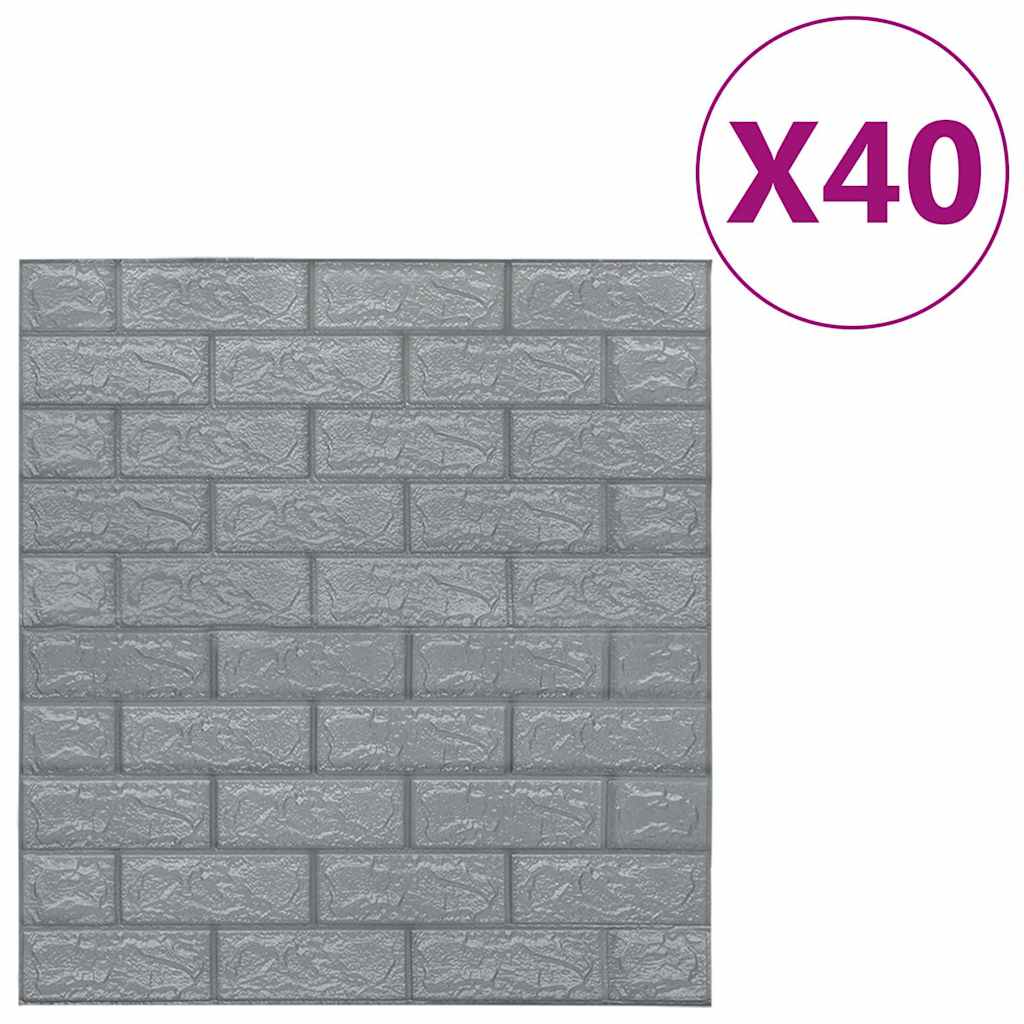 vidaXL 3D-tapet tegel självhäftande 40 delar antracit