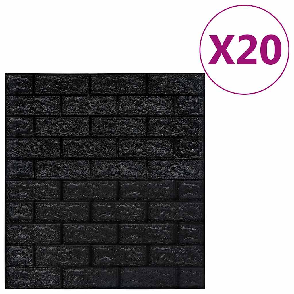 vidaXL 3D-tapet tegel självhäftande 20 delar svart