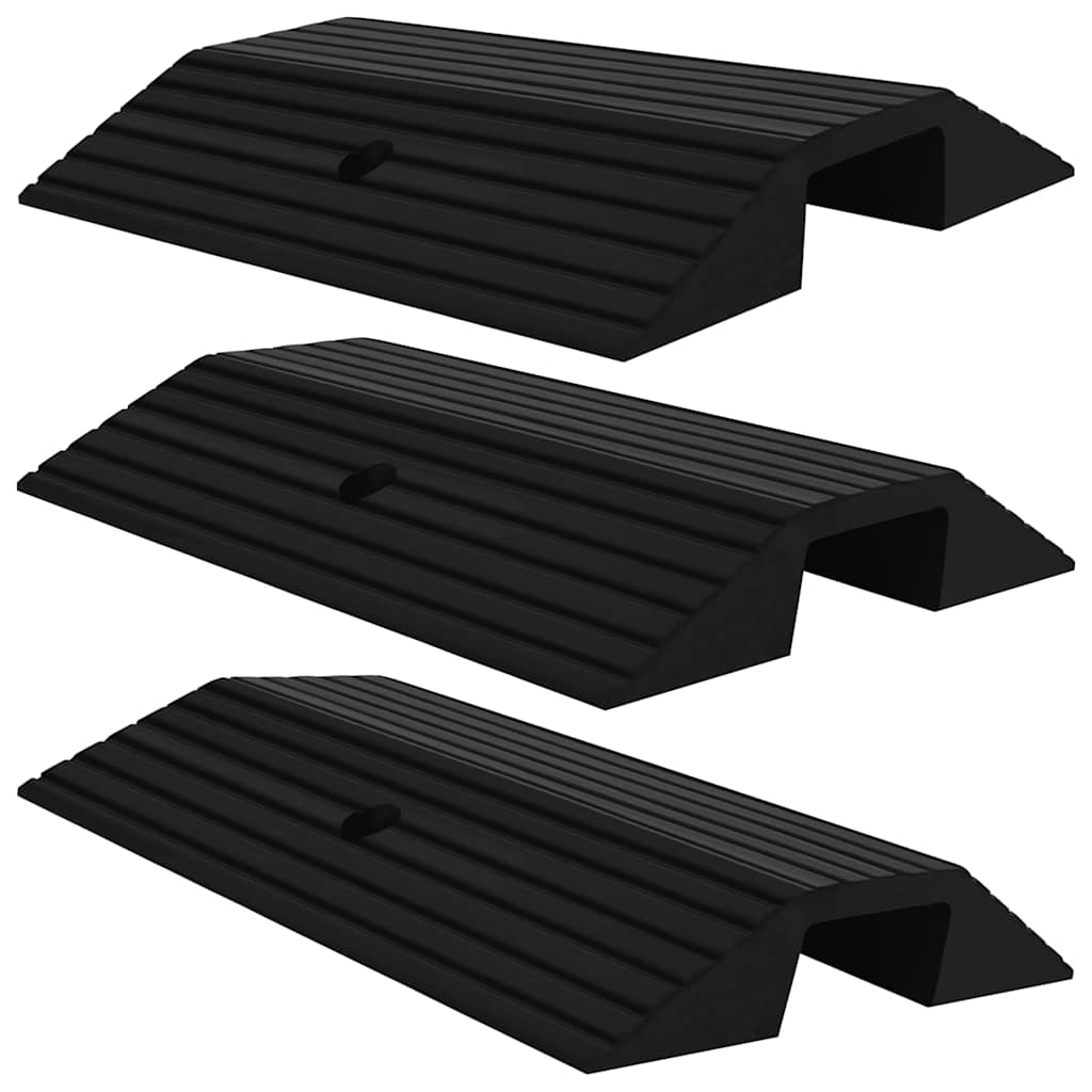 vidaXL Tröskelramp med bro 3 st 49x40x8 cm gummi