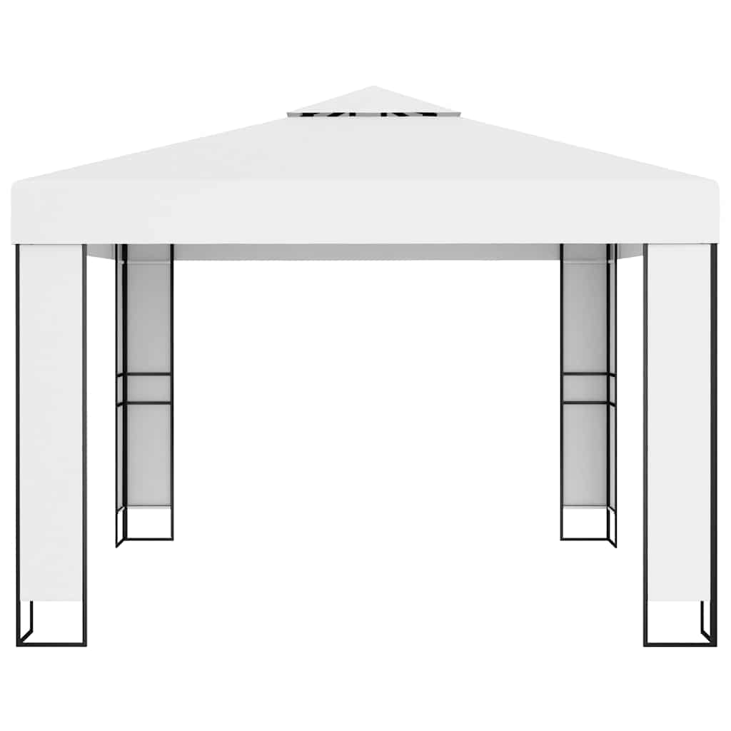 vidaXL Paviljong med dubbeltak och ljusslinga LED 3x3 m vit