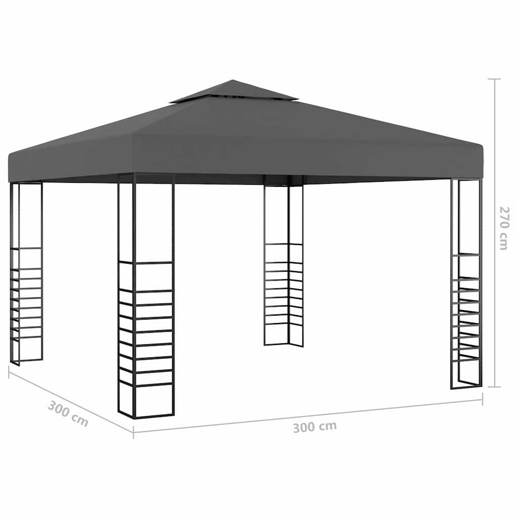 vidaXL Paviljong med ljusslinga LED 3x3 m antracit