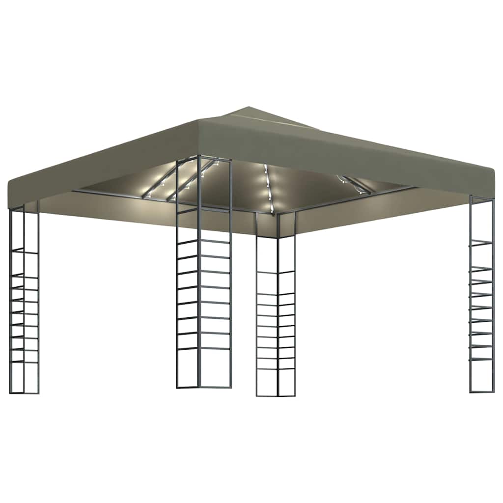 vidaXL Paviljong med ljusslinga LED 3x3 m taupe