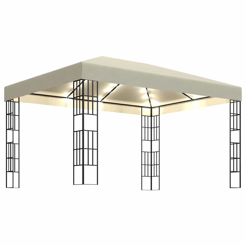 vidaXL Paviljong med ljusslinga LED 3x4 m gräddvit