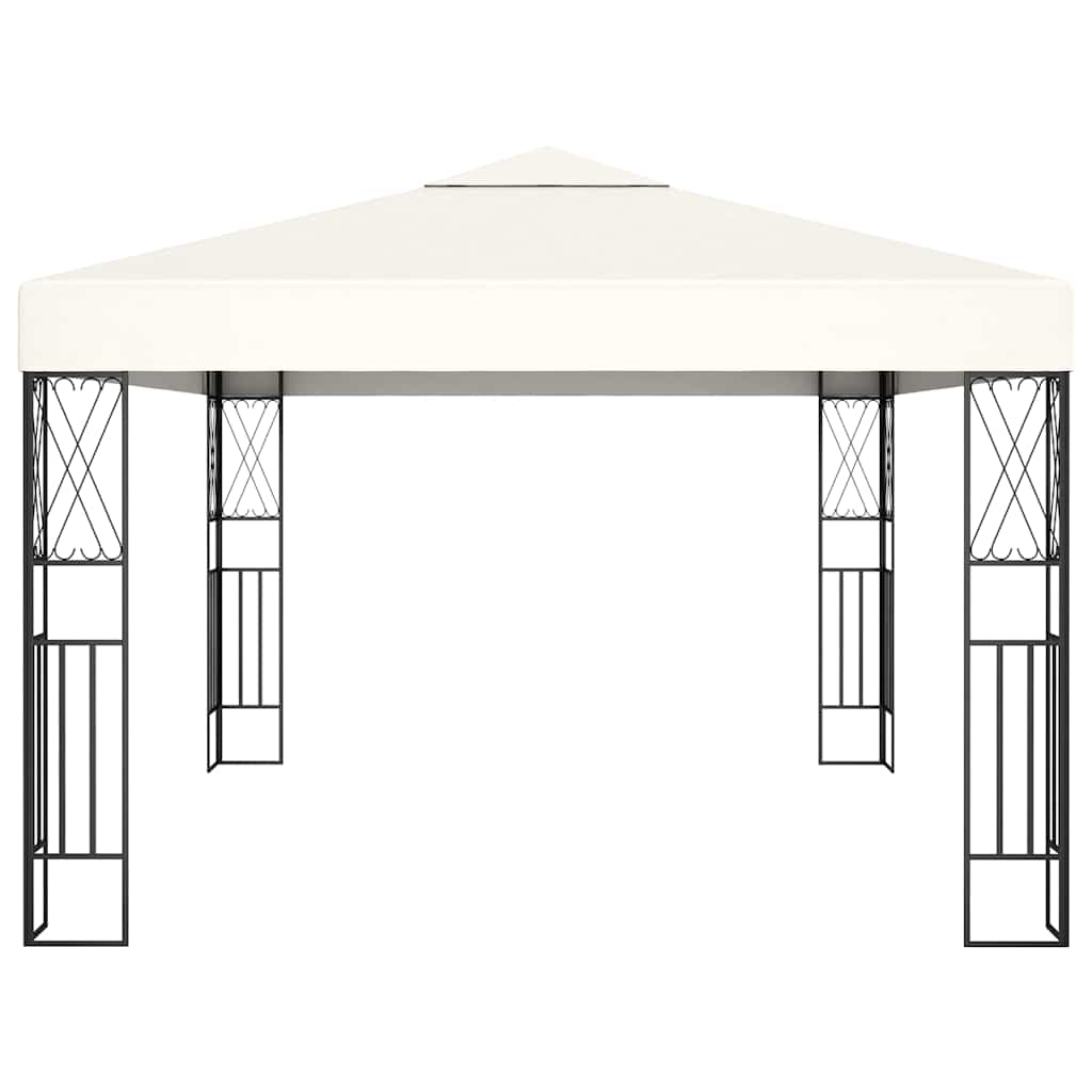 vidaXL Paviljong med ljusslinga LED 3x4 m gräddvit tyg