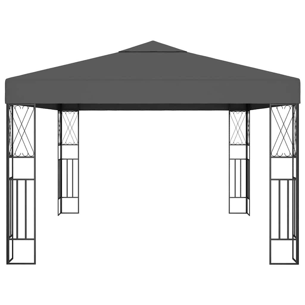 vidaXL Paviljong med ljusslinga LED 3x4 m antracit tyg