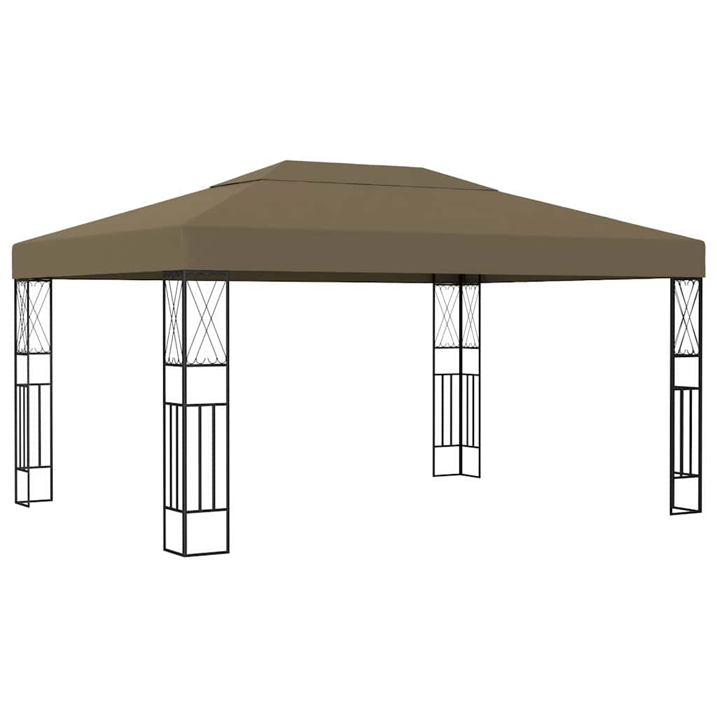 vidaXL Paviljong med ljusslinga LED 3x4 m taupe tyg