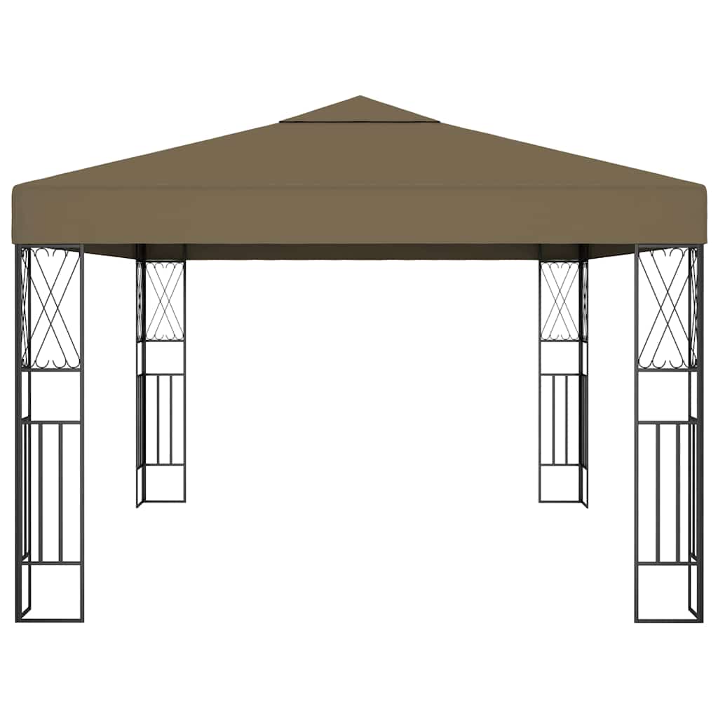 vidaXL Paviljong med ljusslinga LED 3x4 m taupe tyg