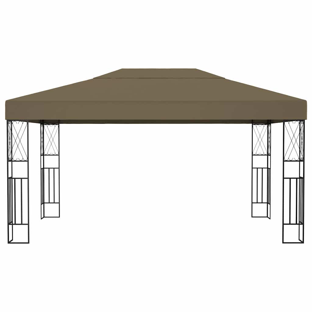 vidaXL Paviljong med ljusslinga LED 3x4 m taupe tyg