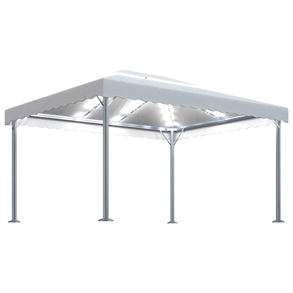 vidaXL Paviljong med ljusslinga LED 400x300 cm gräddvit aluminium