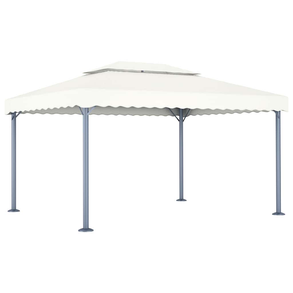 vidaXL Paviljong med ljusslinga LED 400x300 cm gräddvit aluminium