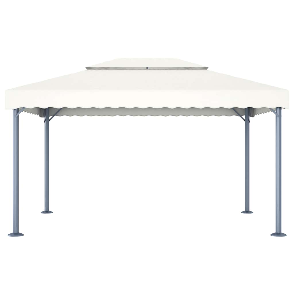 vidaXL Paviljong med ljusslinga LED 400x300 cm gräddvit aluminium