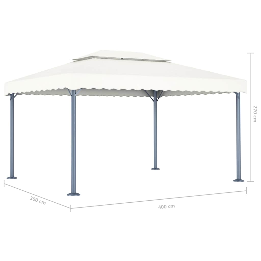 vidaXL Paviljong med ljusslinga LED 400x300 cm gräddvit aluminium