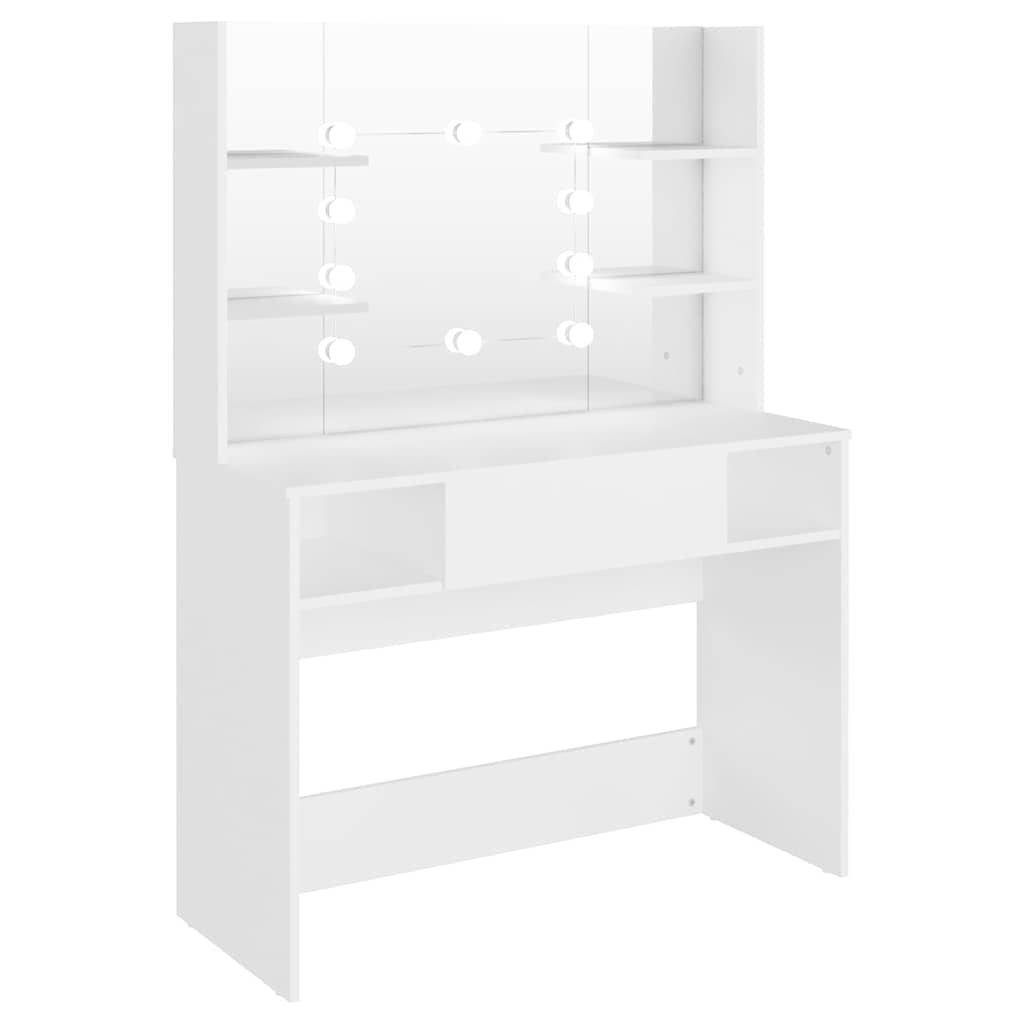 vidaXL Sminkbord med LED-belysning 100x40x135 cm MDF vit
