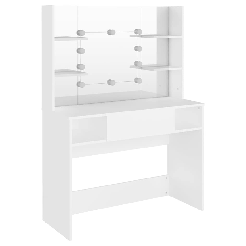 vidaXL Sminkbord med LED-belysning 100x40x135 cm MDF vit