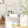 vidaXL Sminkbord med LED-belysning 100x40x135 cm MDF vit