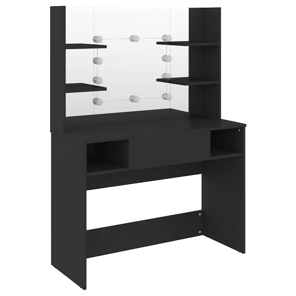 vidaXL Sminkbord med LED-belysning 100x40x135 cm MDF svart