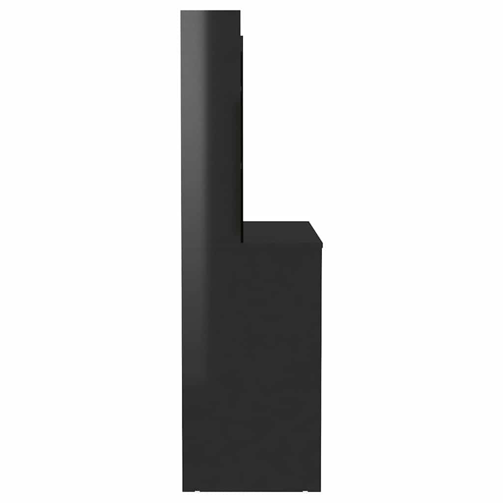 vidaXL Sminkbord med LED-belysning 100x40x135 cm MDF svart glänsande
