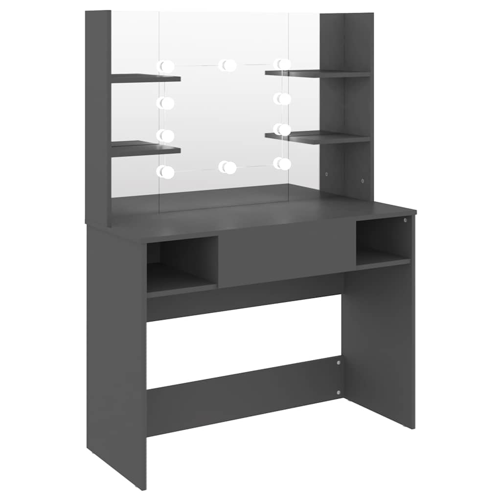 vidaXL Sminkbord med LED-belysning 100x40x135 cm MDF grå