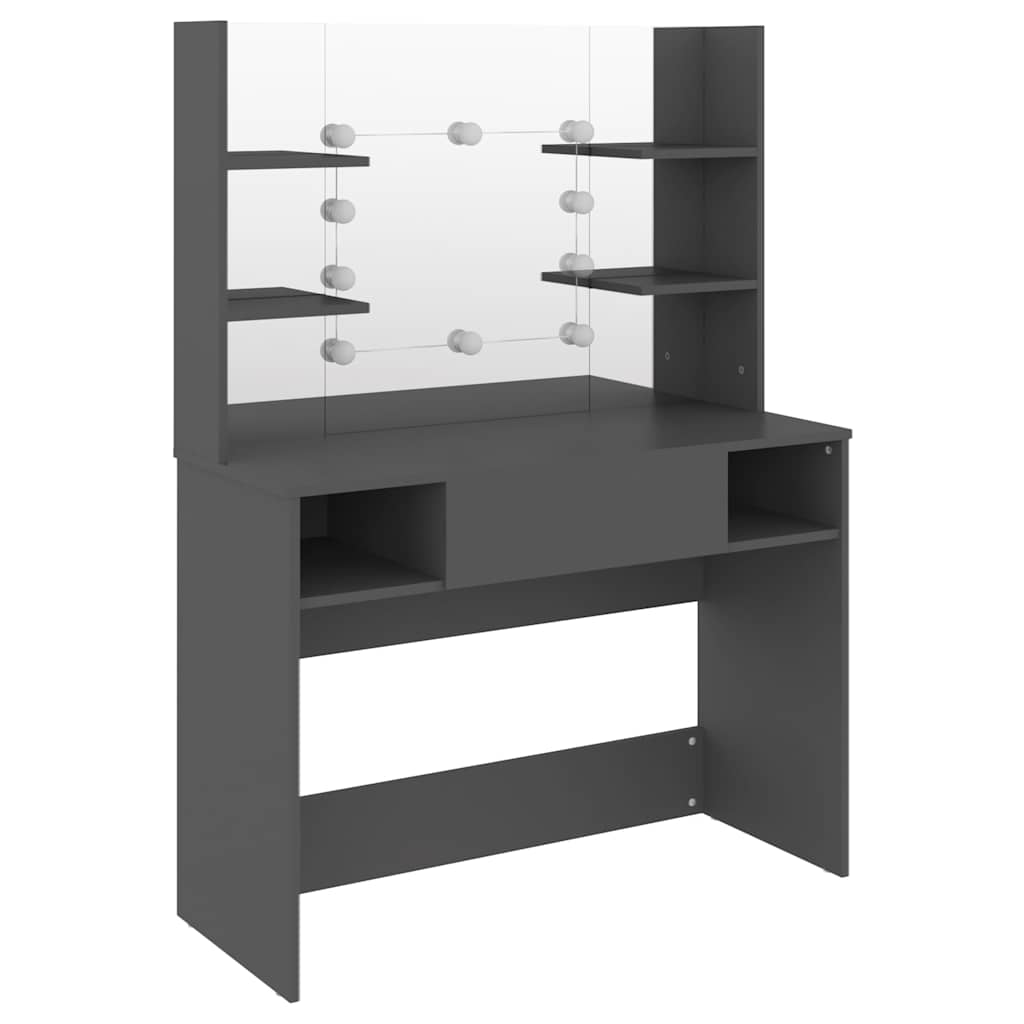 vidaXL Sminkbord med LED-belysning 100x40x135 cm MDF grå