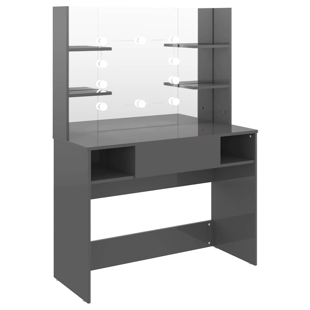 vidaXL Sminkbord med LED-belysning 100x40x135 cm MDF grå