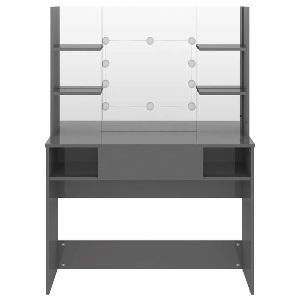 vidaXL Sminkbord med LED-belysning 100x40x135 cm MDF grå