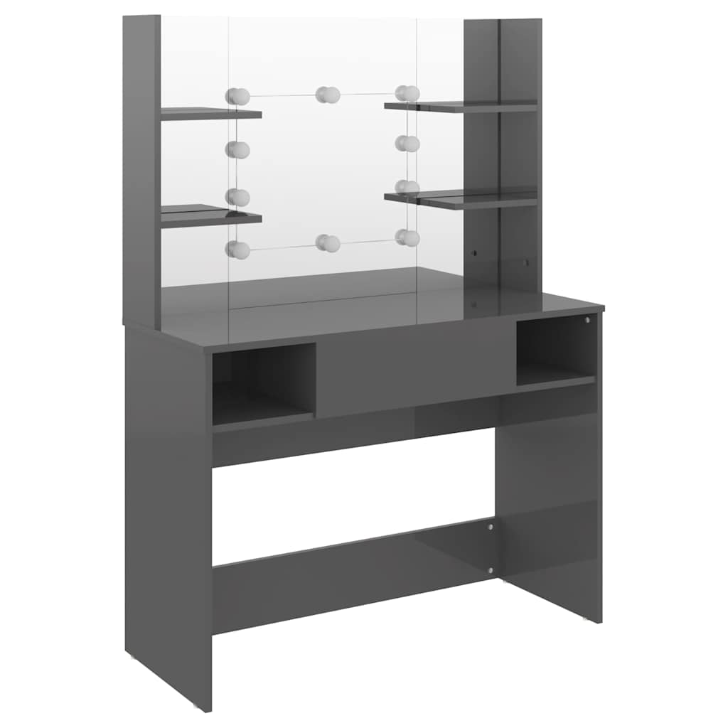 vidaXL Sminkbord med LED-belysning 100x40x135 cm MDF grå