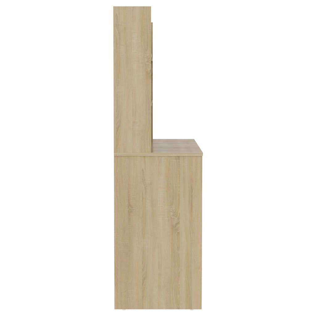 vidaXL Sminkbord med LED-belysning 100x40x135 cm MDF ek