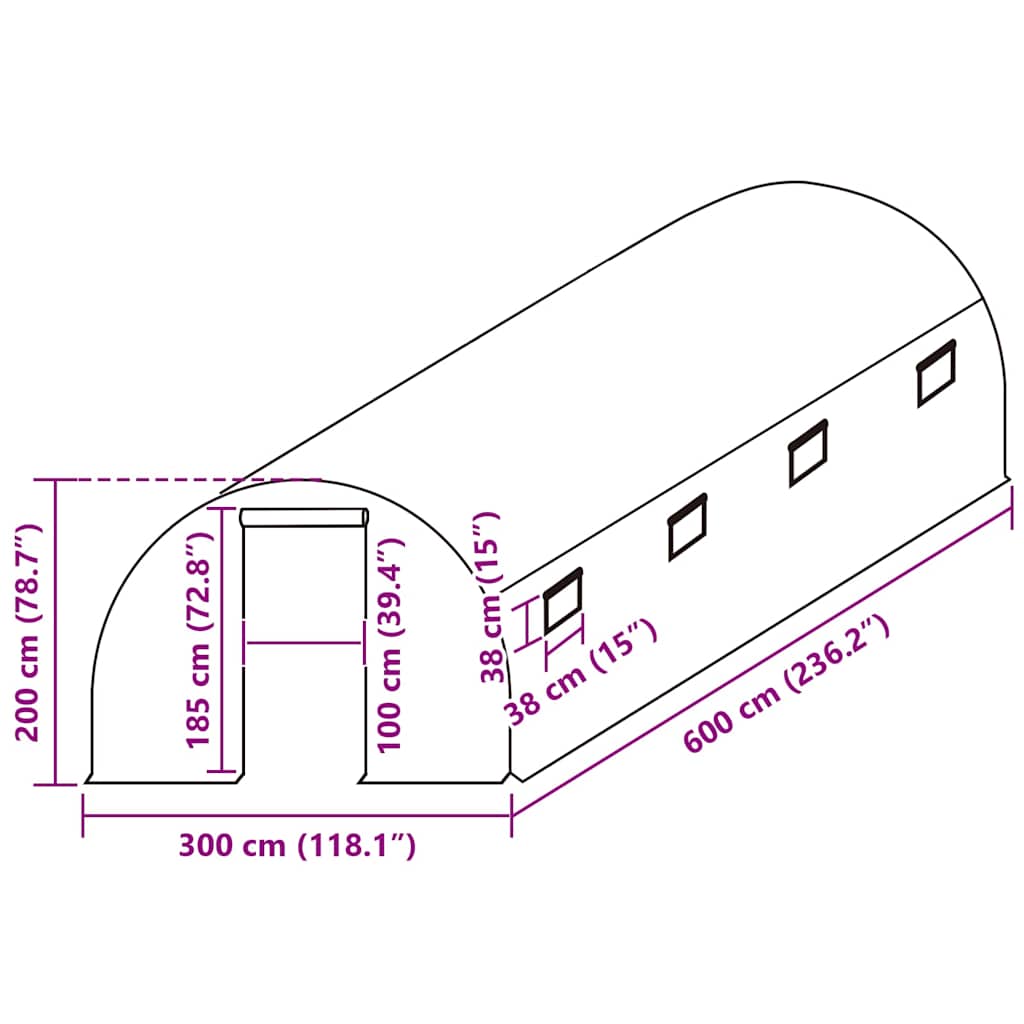 vidaXL Växthusöverdrag (18 m²) 3x6x2 m genomskinlig