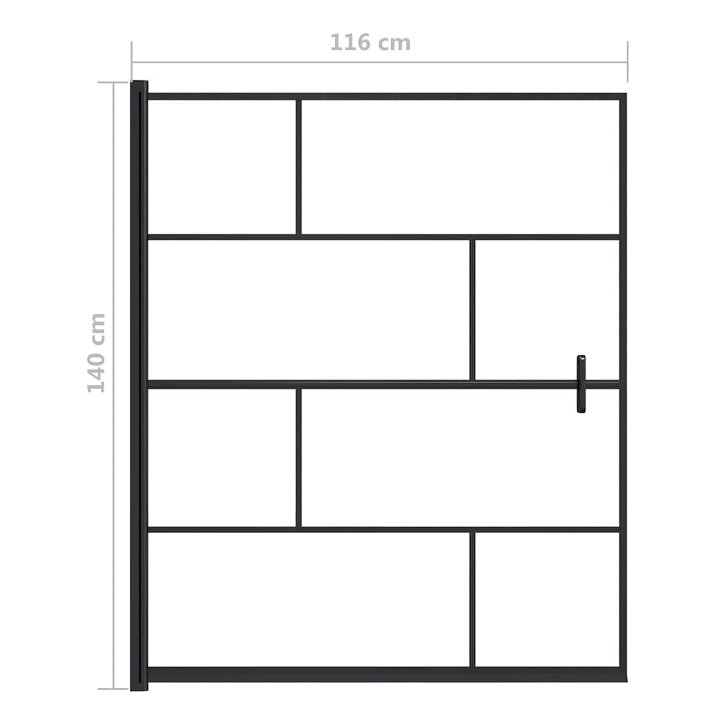 vidaXL Duschvägg ESG 116x140 cm svart