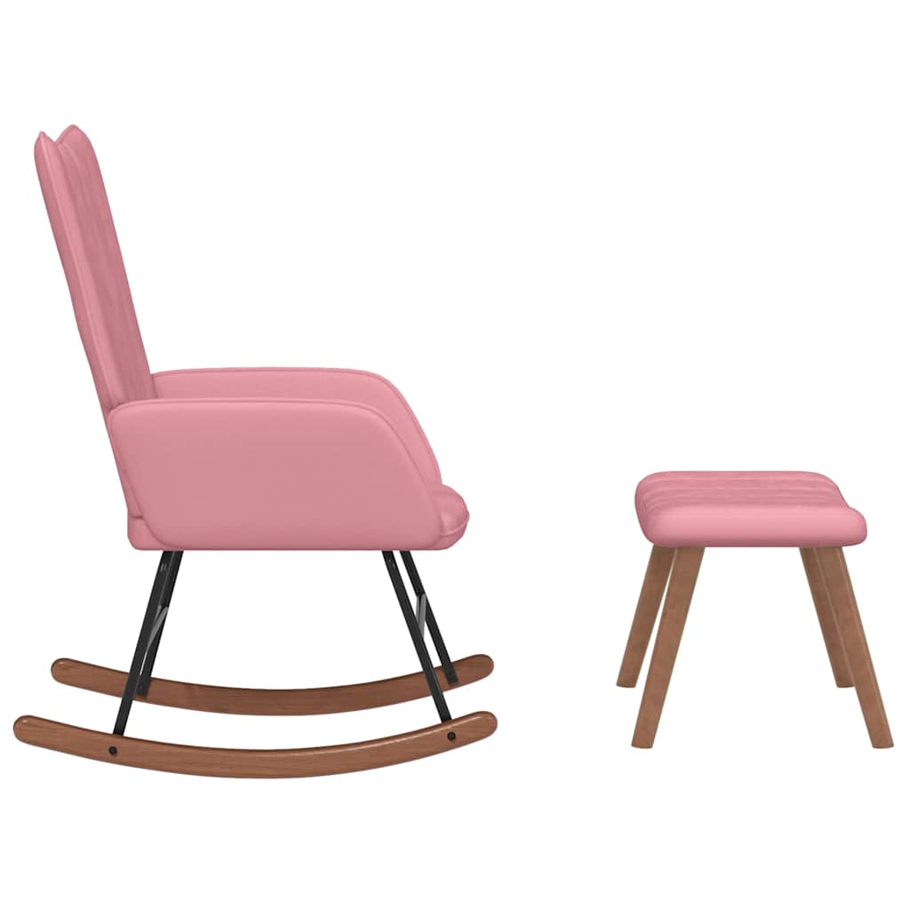 vidaXL Gungstol med fotpall Rosa sammet