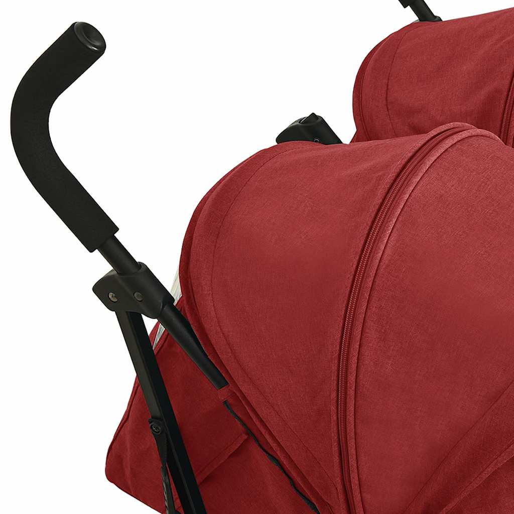 vidaXL Tvillingvagn röd stål