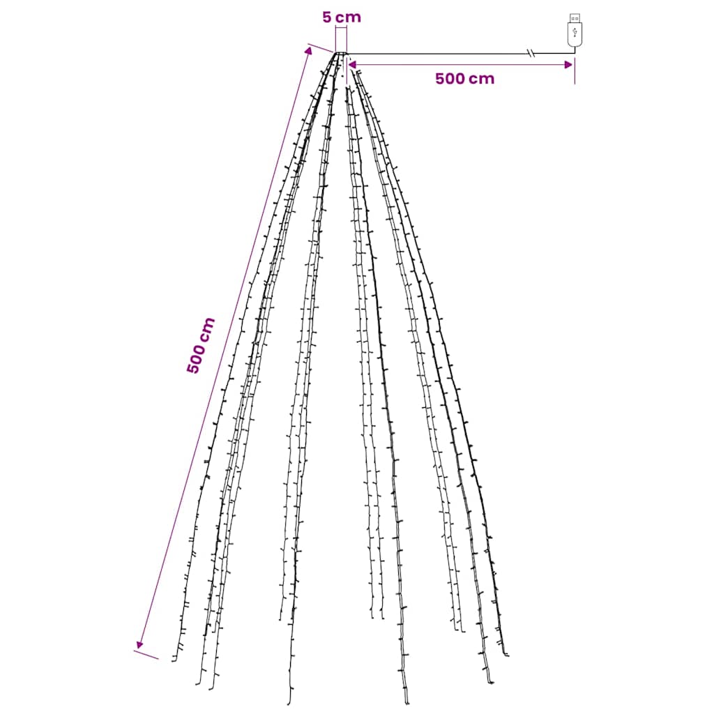 vidaXL Julgransbelysning 500 cm med 500 LED kallvit inne/ute
